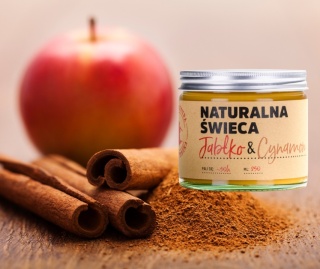 Naturalna Świeca Sojowa Jabłko & Cynamon z Manufaktury Bursztynnika