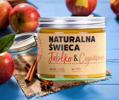 Naturalna Świeca Sojowa Jabłko & Cynamon z Manufaktury Bursztynnika
