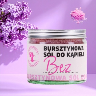 Sól do kąpieli z bursztynem i fioletową glinką „Bez” -relaksująca, odżywcza