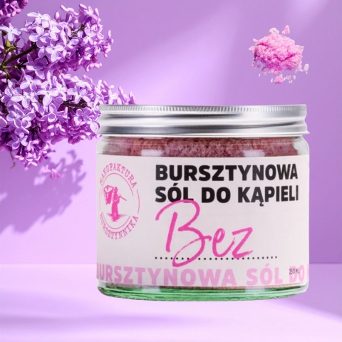 Sól do kąpieli z bursztynem i fioletową glinką „Bez” -relaksująca, odżywcza