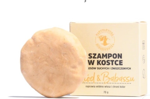 Szampon w kostce Miód & Babassu do włosów suchych