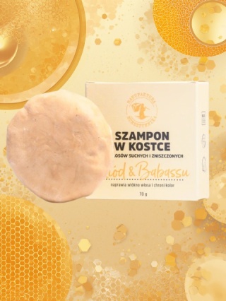 Szampon w kostce Miód & Babassu do włosów suchych
