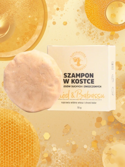 Szampon w kostce Miód & Babassu do włosów suchych