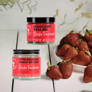 Zestaw Dzika Truskawka — peeling & masło do ciała