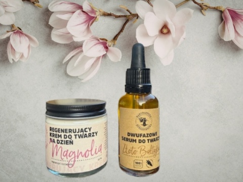 Zestaw Złoto Bałtyku & Magnolia – serum + krem do twarzy