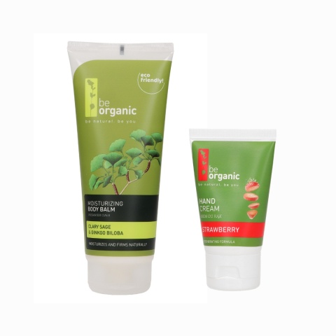 Naturalny Zestaw Pielęgnacyjny do Ciała i Dłoni (Balsam do ciała + Krem do rąk Truskawka)