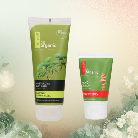 Naturalny Zestaw Pielęgnacyjny do Ciała i Dłoni (Balsam do ciała + Krem do rąk Truskawka)